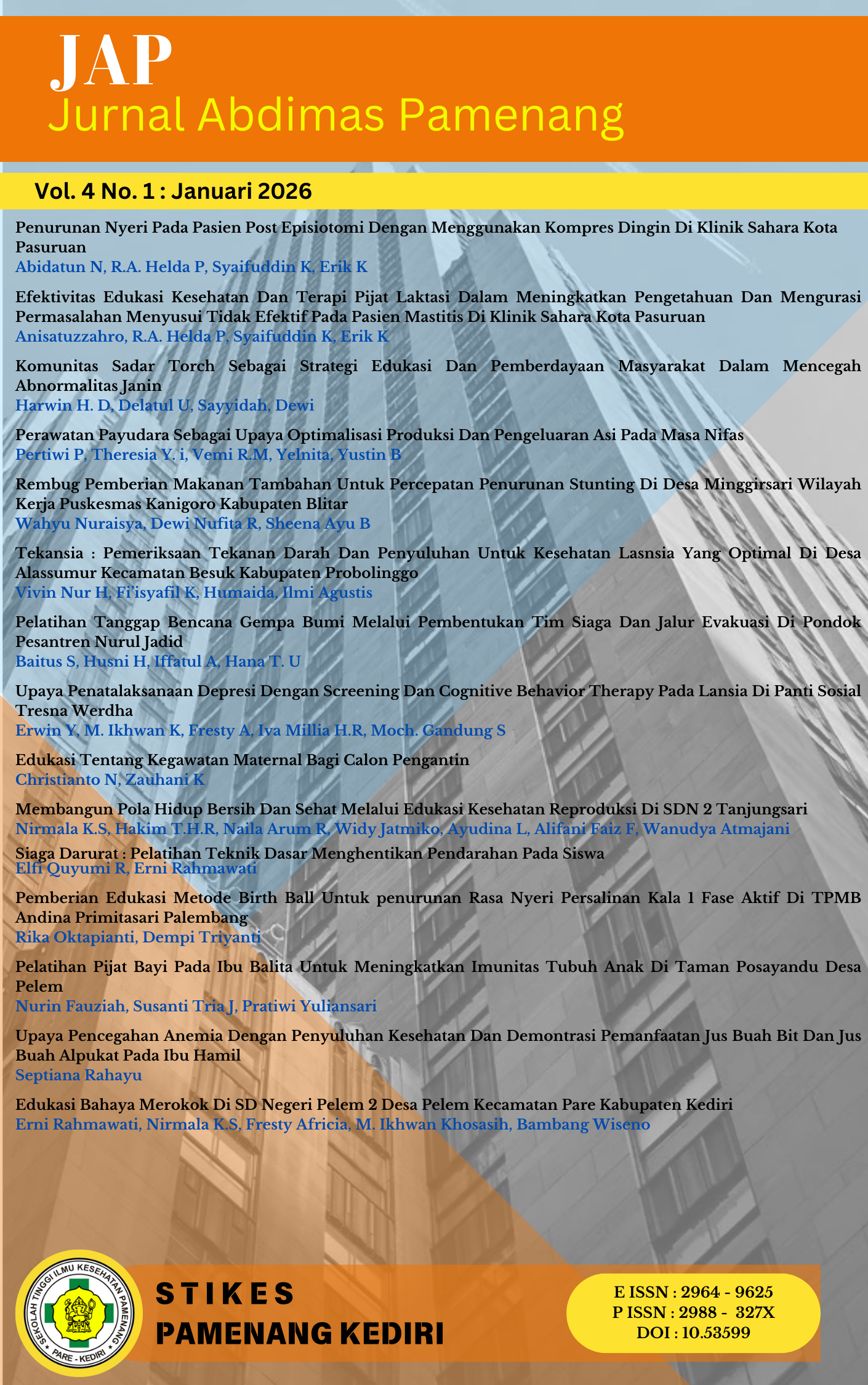 					View Vol. 4 No. 1 (2026): Jurnal Abdimas Pamenang - JAP
				