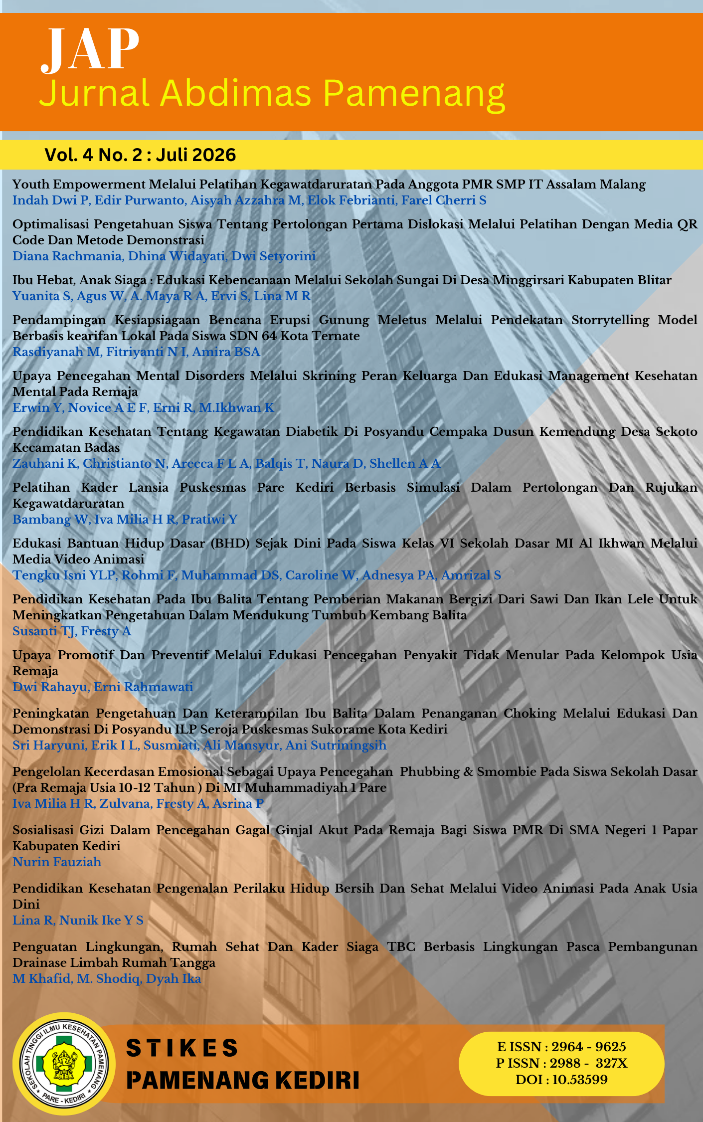 					View Vol. 4 No. 2 (2026): Jurnal Abdimas Pamenang - JAP
				